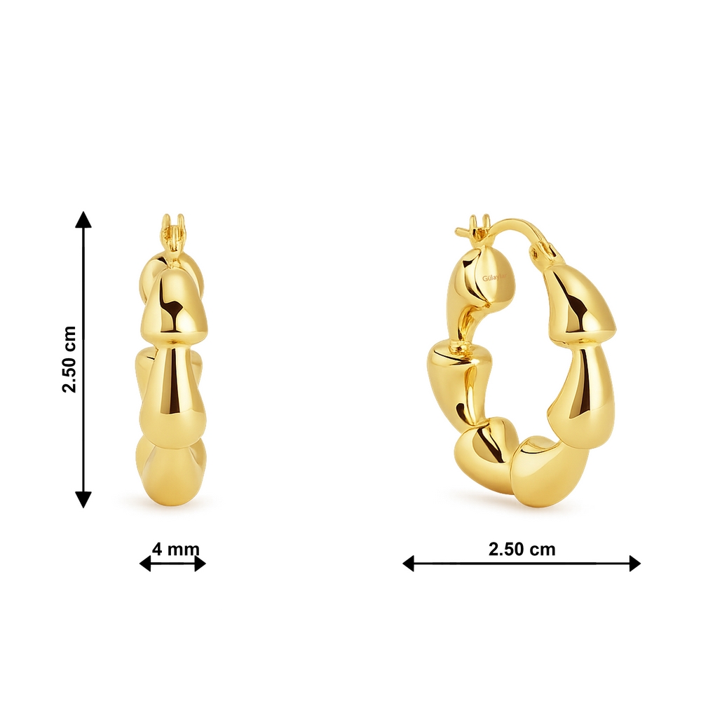 14 Ayar Sarı Altın Dalga Halka Küpe