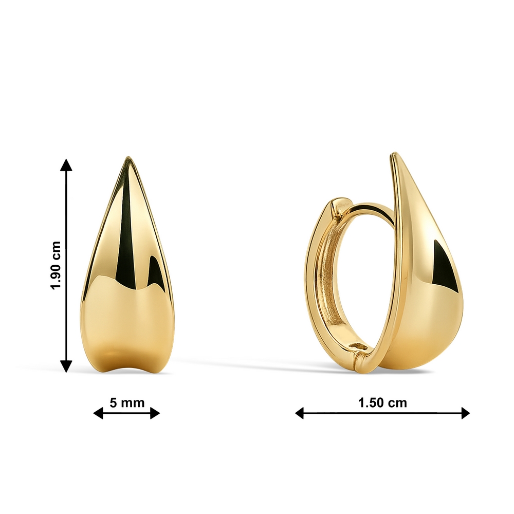 14 Ayar Sarı Altın Damla Halka Küpe