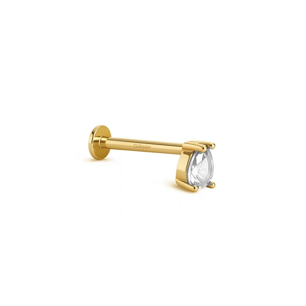 14 Ayar Sarı Altın Damla Taş Tragus Piercing