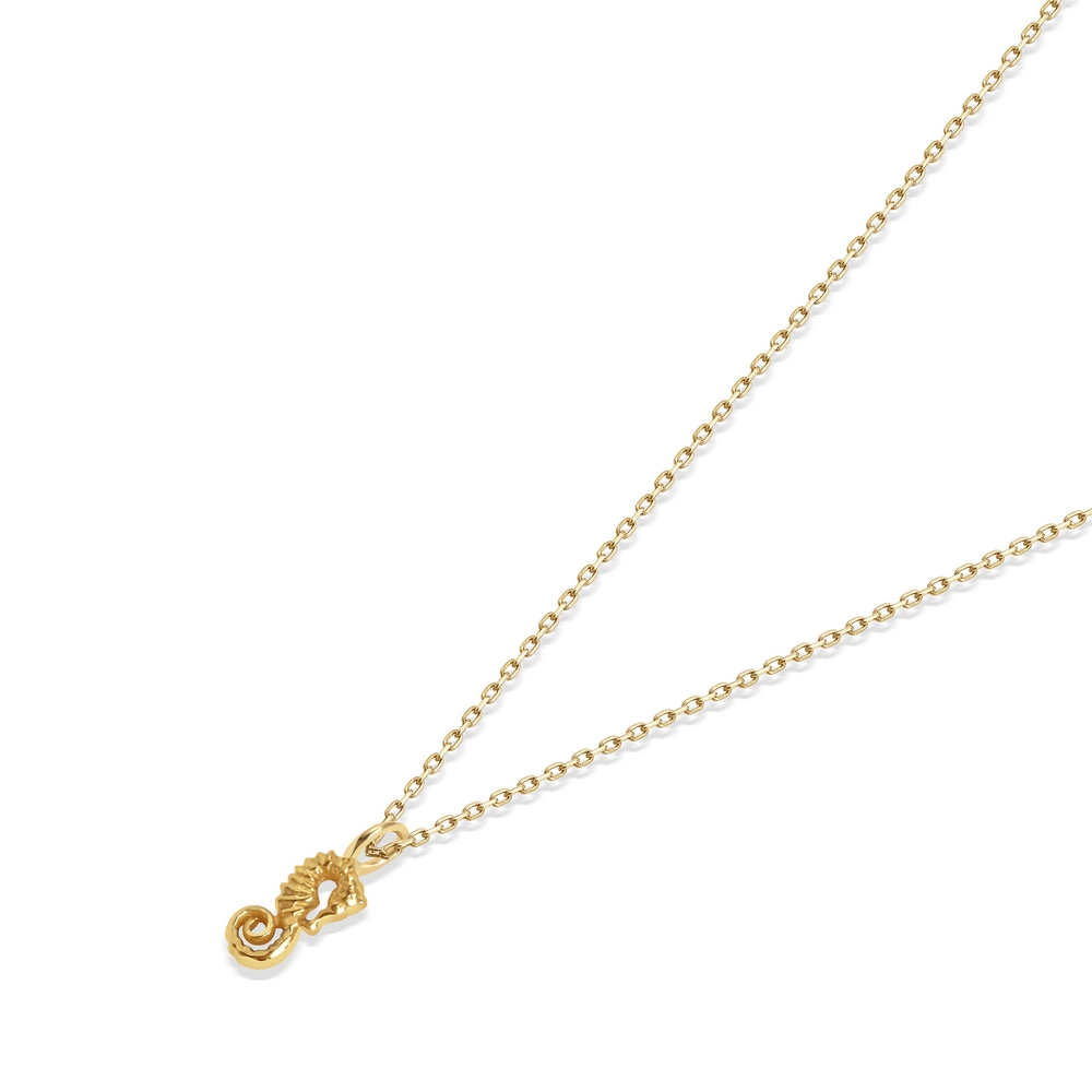 14 Ayar Sarı Altın Denizatı Figürlü Kolye