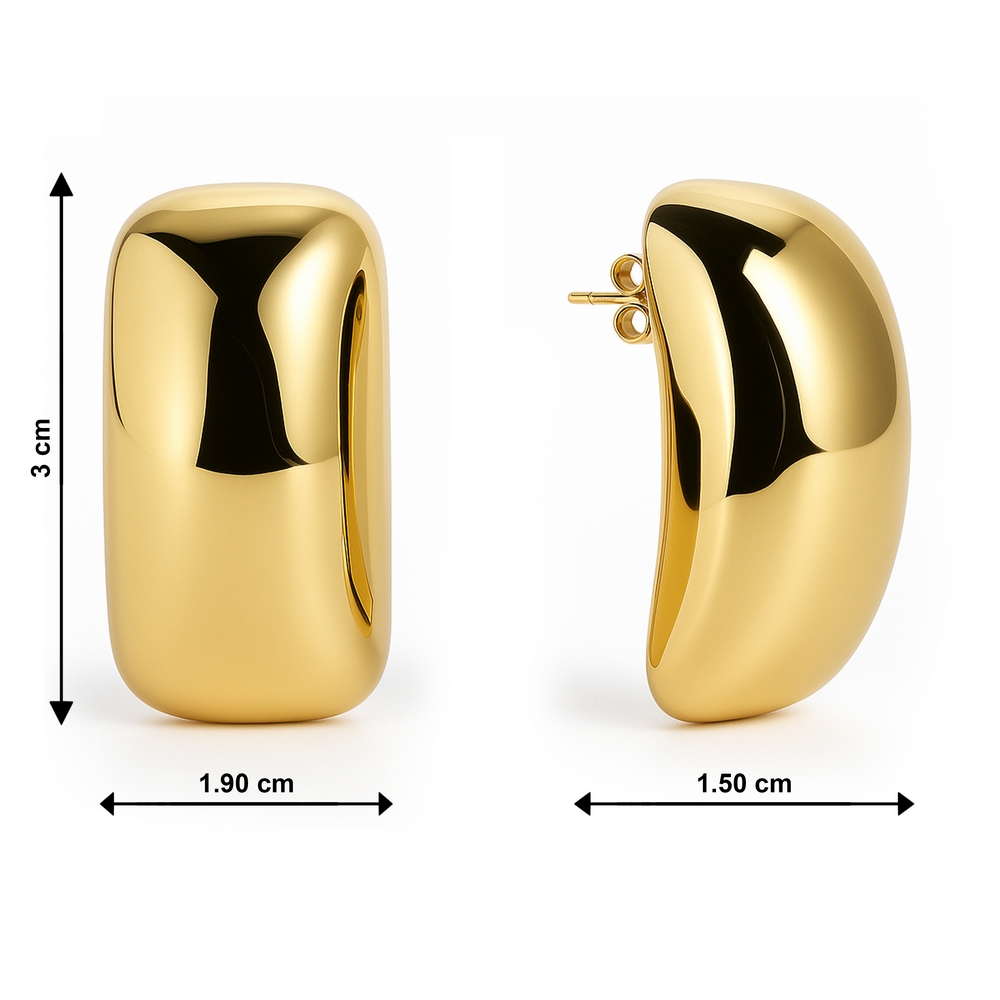 14 Ayar Sarı Altın Dikdörtgen Küpe