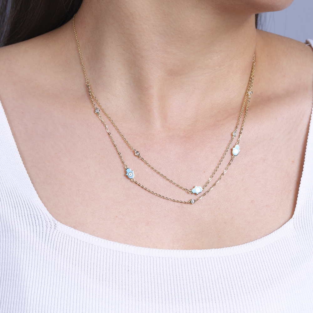 14 Ayar Sarı Altın Fatma Ana Eli Figürlü Kolye