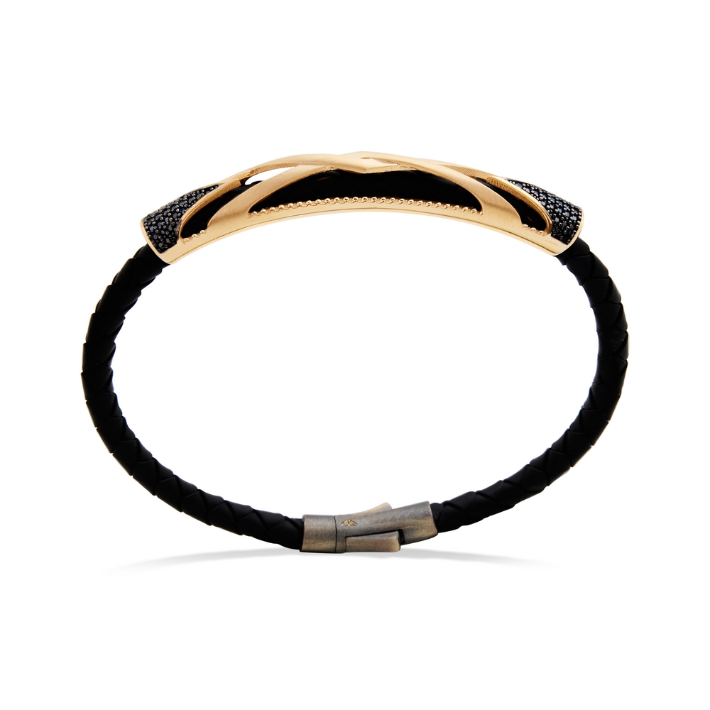 14 Ayar Sarı Altın Deri Erkek Bileklik