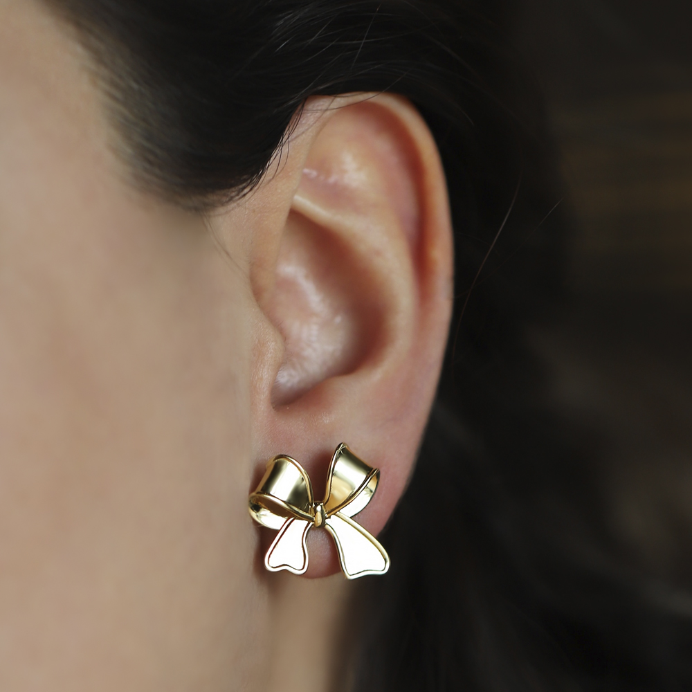 14 Ayar Sarı Altın Fiyonk Figürlü Küpe