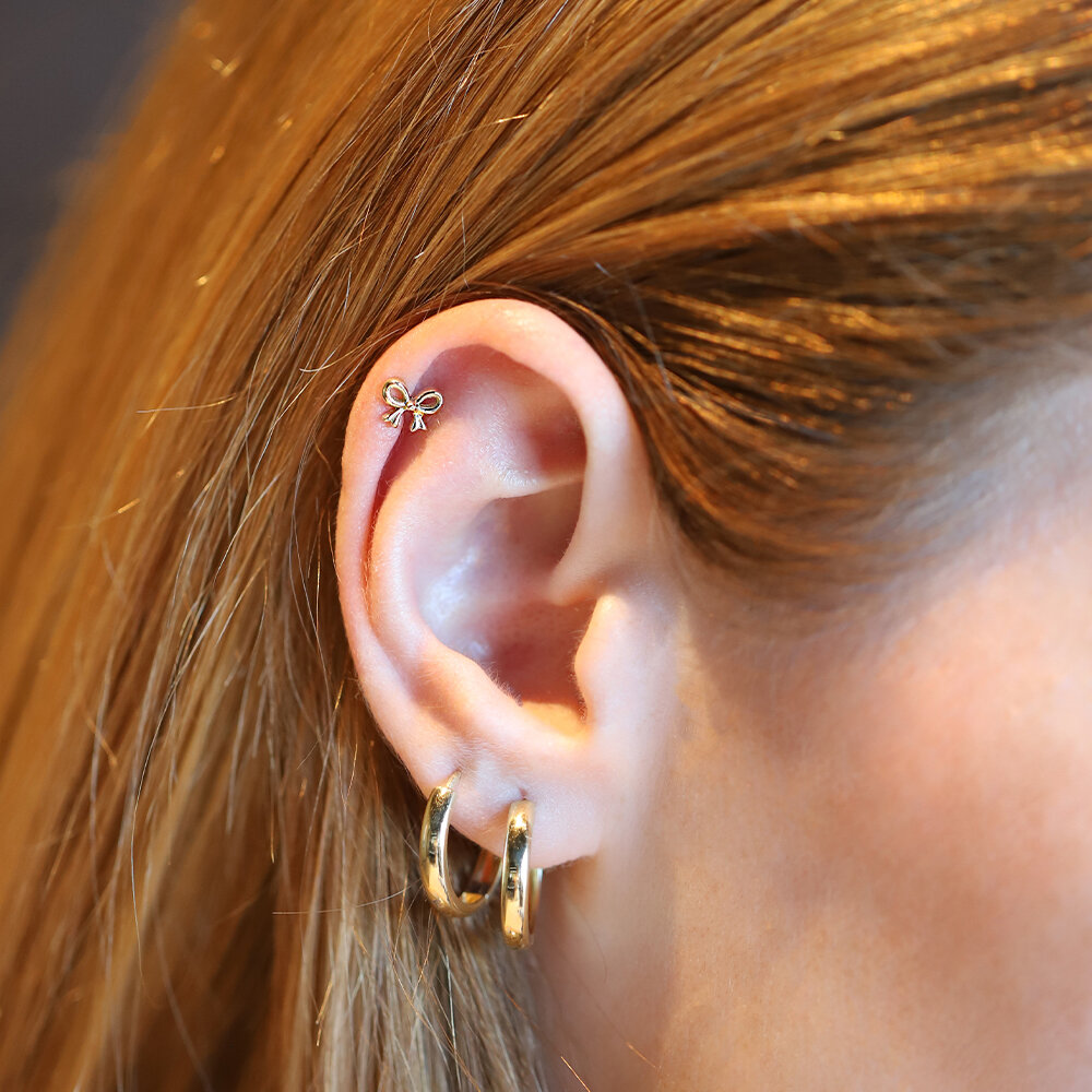 14 Ayar Sarı Altın Fiyonk Tragus Piercing