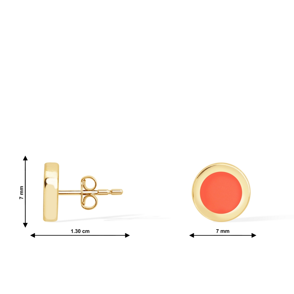 14 Ayar Turuncu Mineli Minimal Küpe