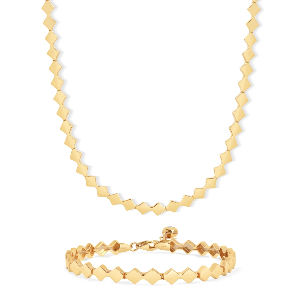 14 Ayar Sarı Altın Geometrik Taşsız Bileklik