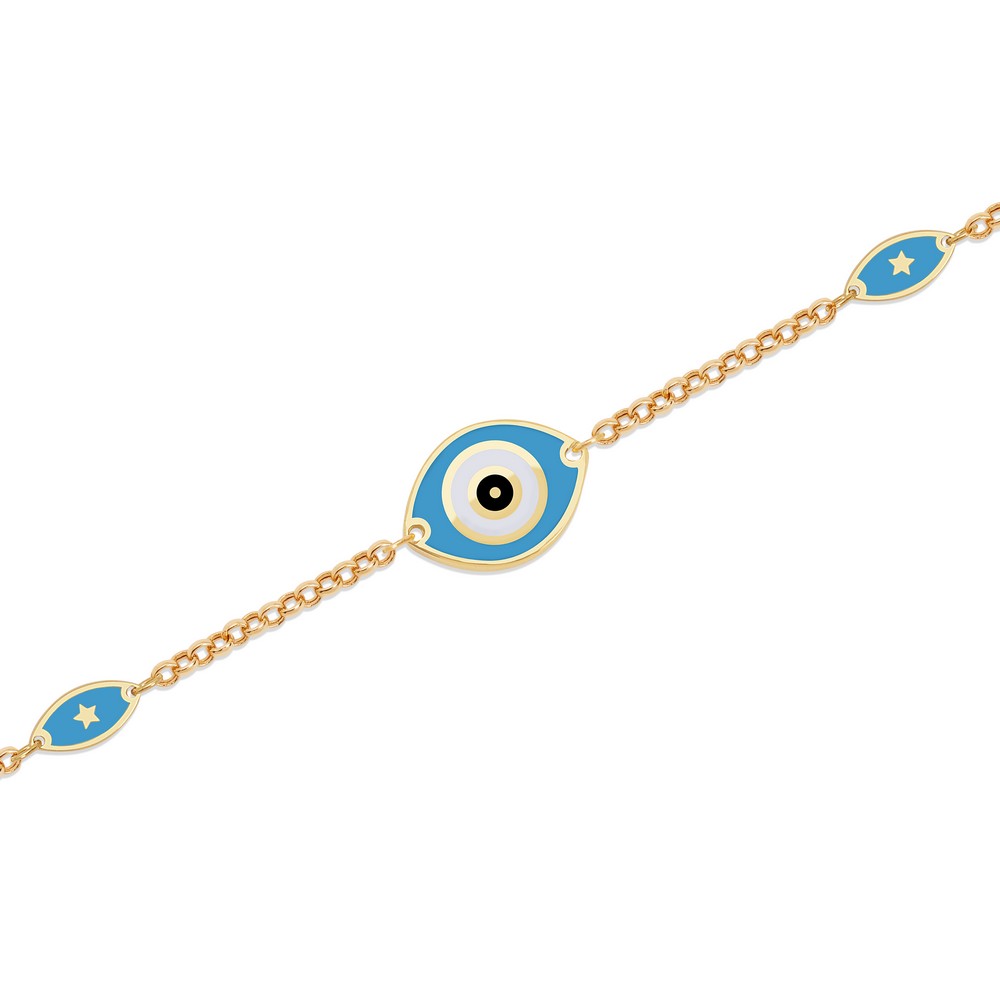 14 Ayar Sarı Altın Göz Figürlü Bileklik