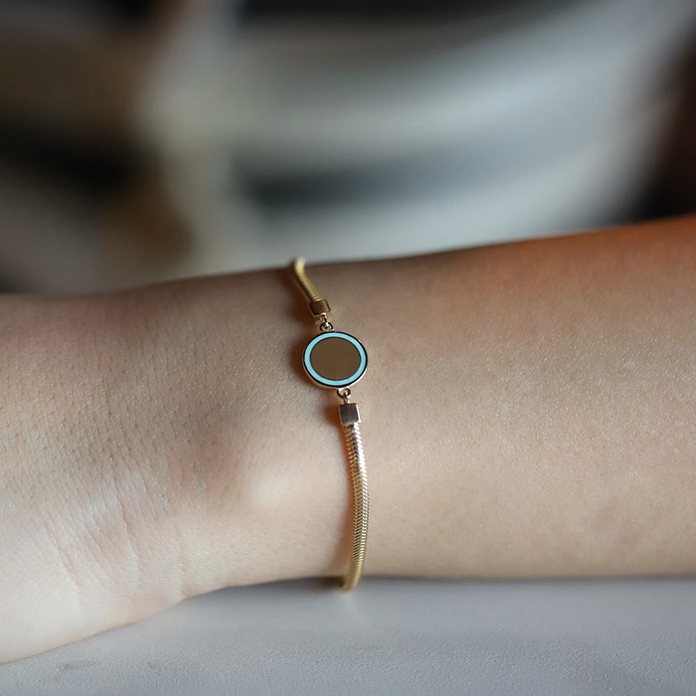 14 Ayar Sarı Altın Çift Taraflı Nazar Boncuklu Bileklik