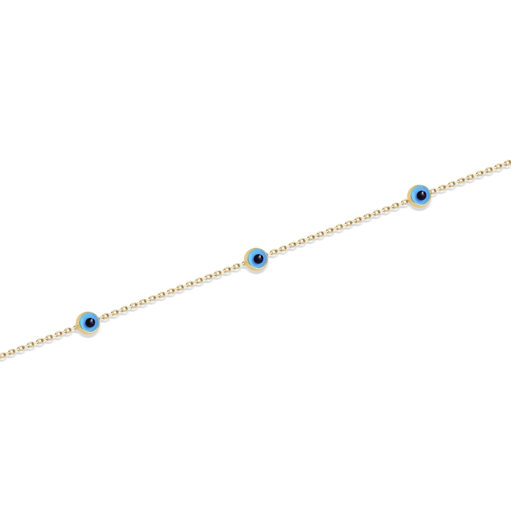 14 Ayar Sarı Altın Göz Figürlü Bileklik