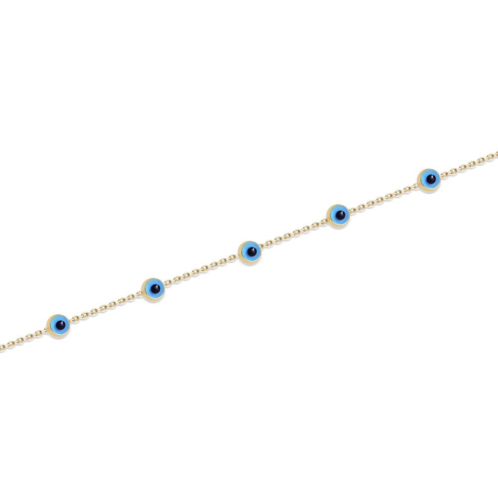 14 Ayar Sarı Altın Göz Figürlü Bileklik