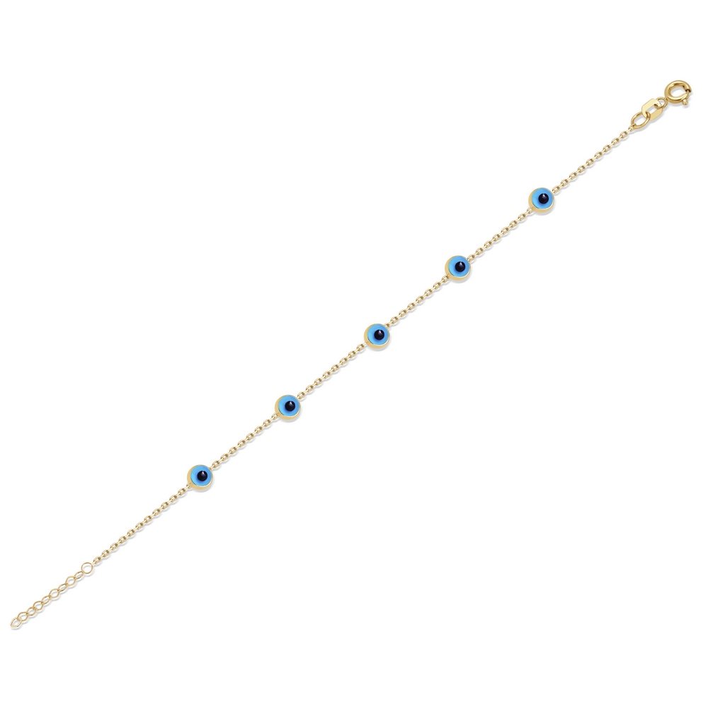 14 Ayar Sarı Altın Nazar Boncuklu Bileklik