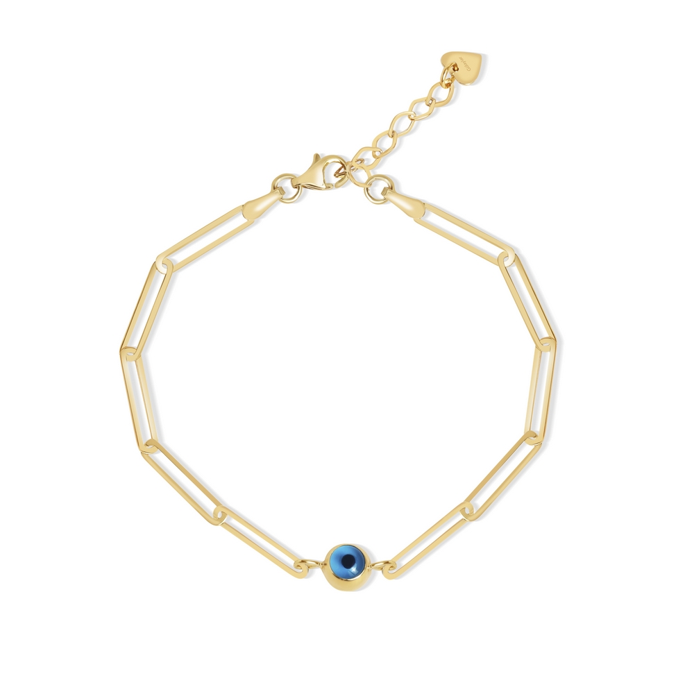 14 Ayar Sarı Altın Nazar Boncuklu Ataç Bileklik