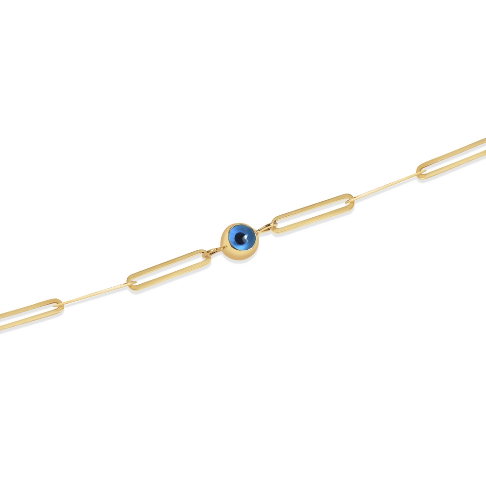 14 Ayar Sarı Altın Nazar Boncuklu Ataç Bileklik