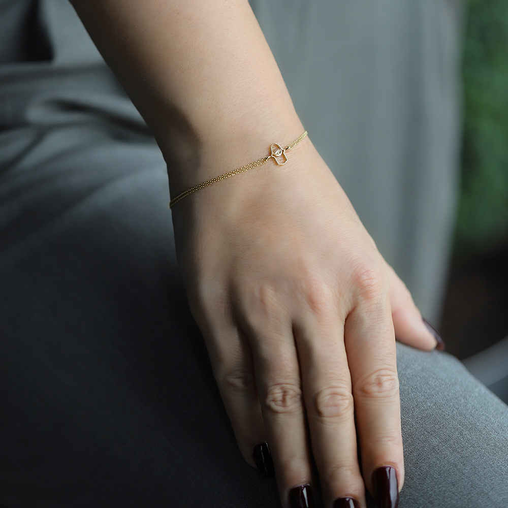 14 Ayar Sarı Altın Göz Minimal Bileklik