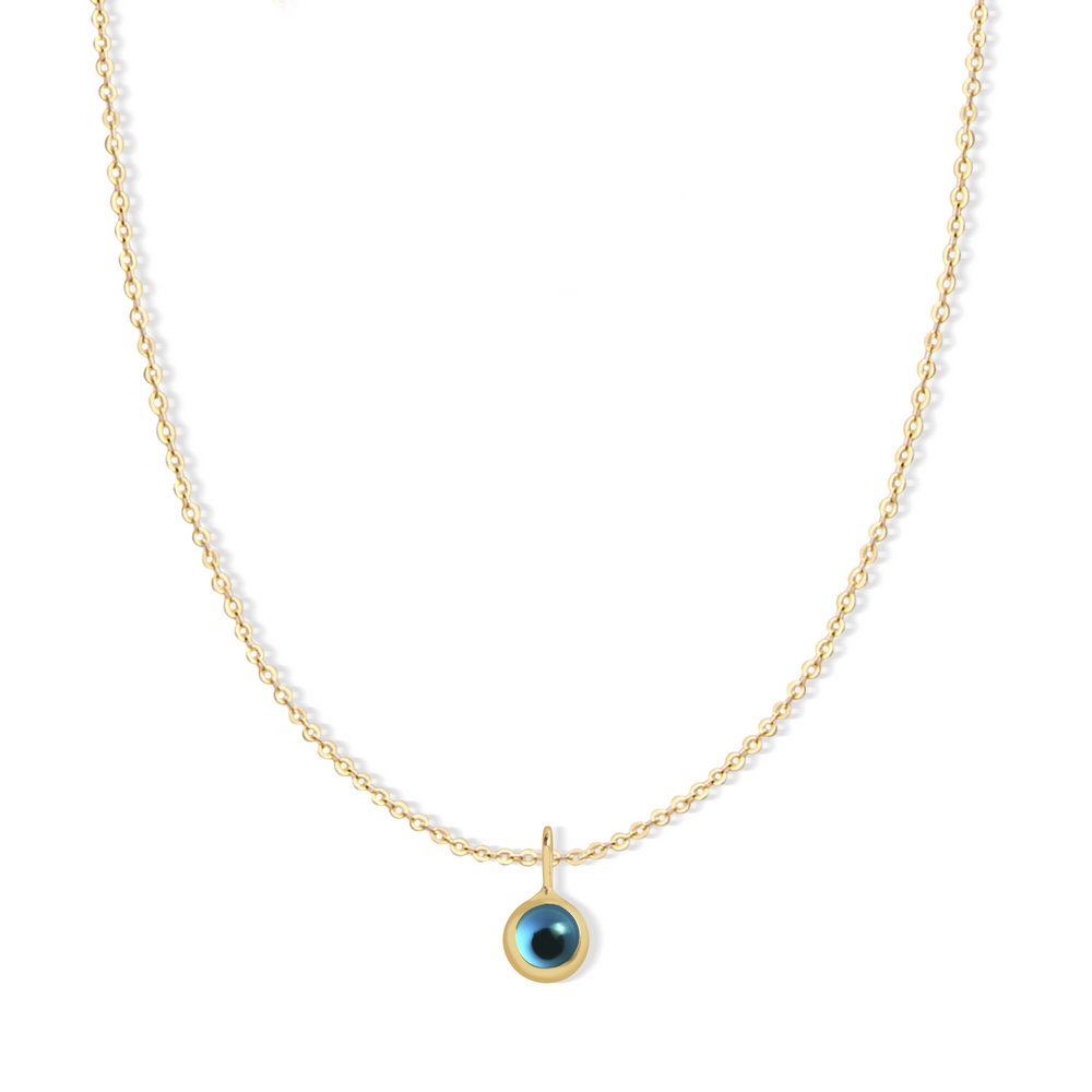 14 Ayar Sarı Altın Göz Figürlü Kolye