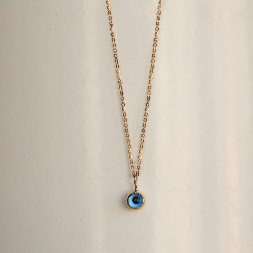 14 Ayar Sarı Altın Göz Figürlü Kolye