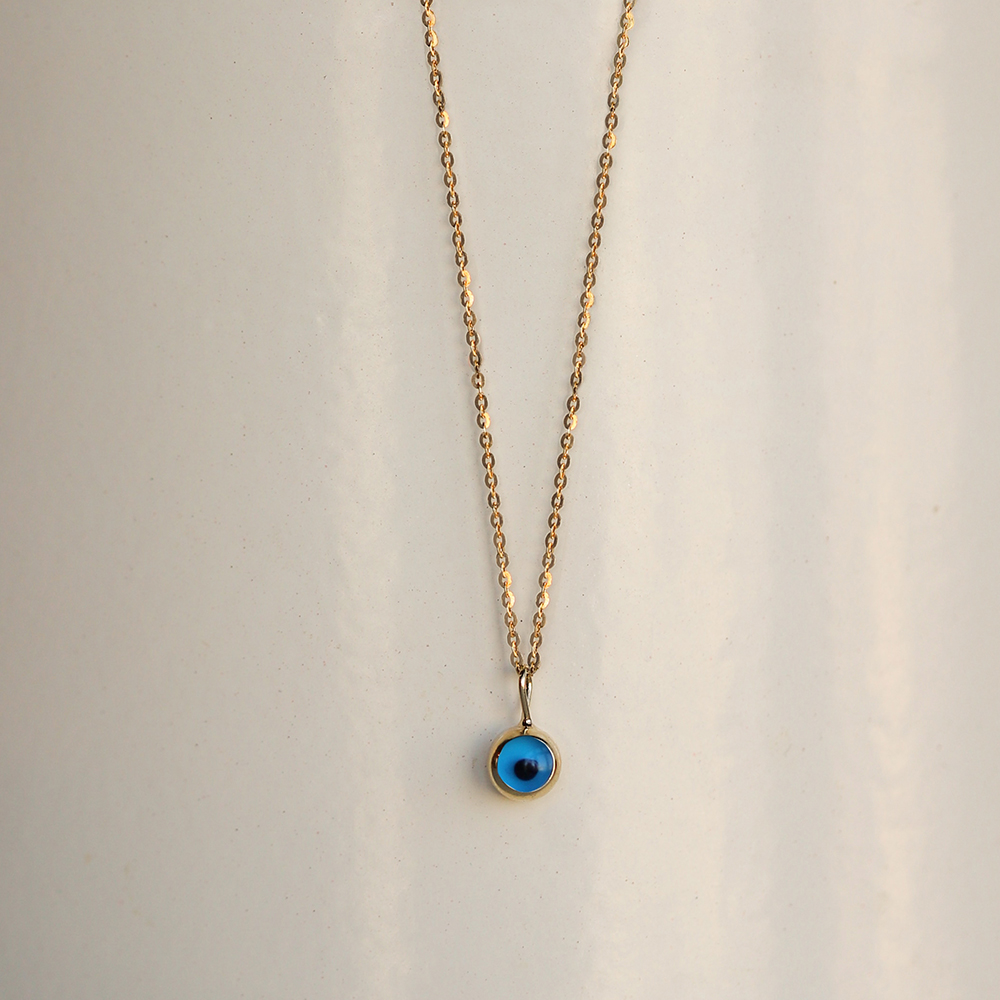 14 Ayar Sarı Altın Göz Figürlü Kolye