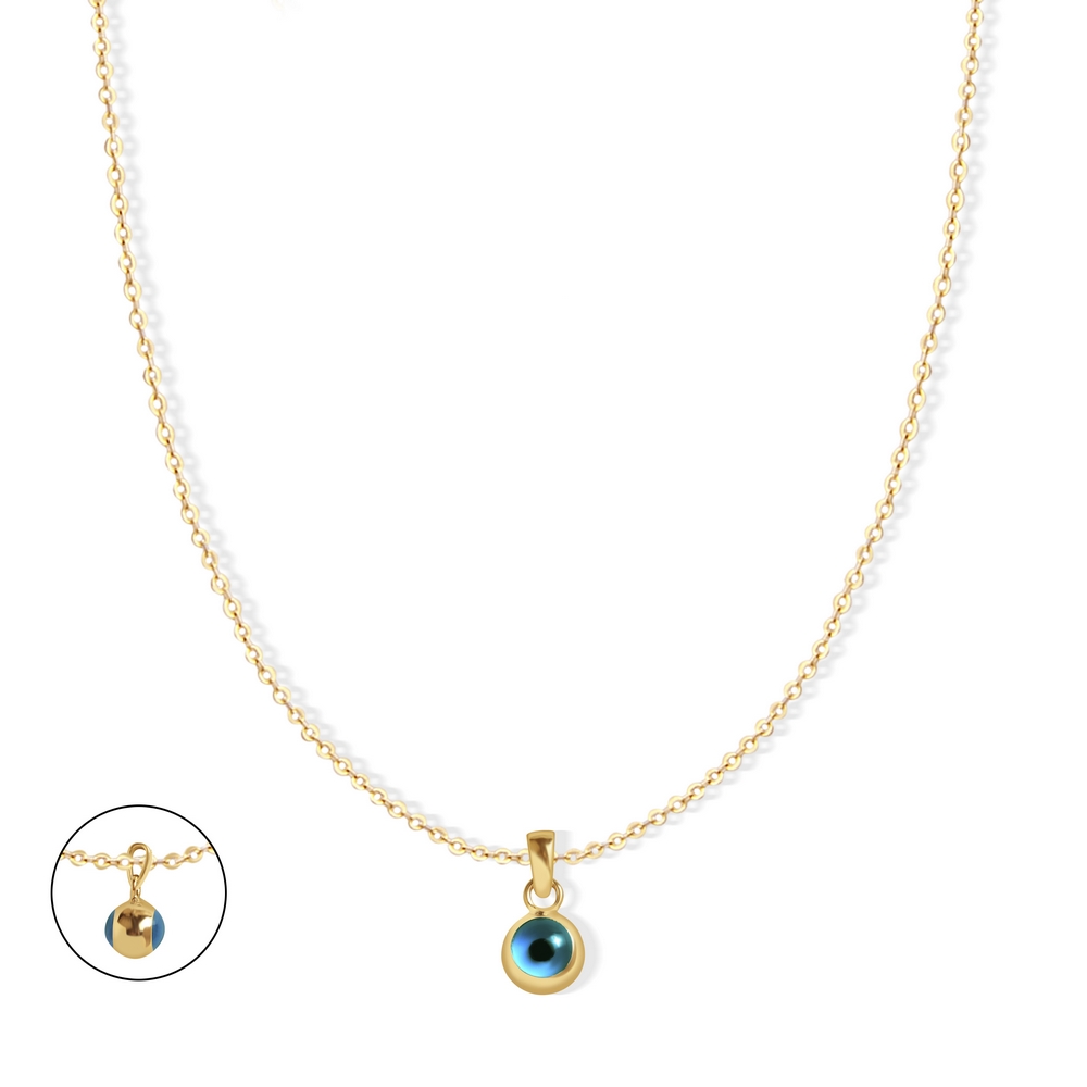 14 Ayar Sarı Altın Göz Figürlü Kolye