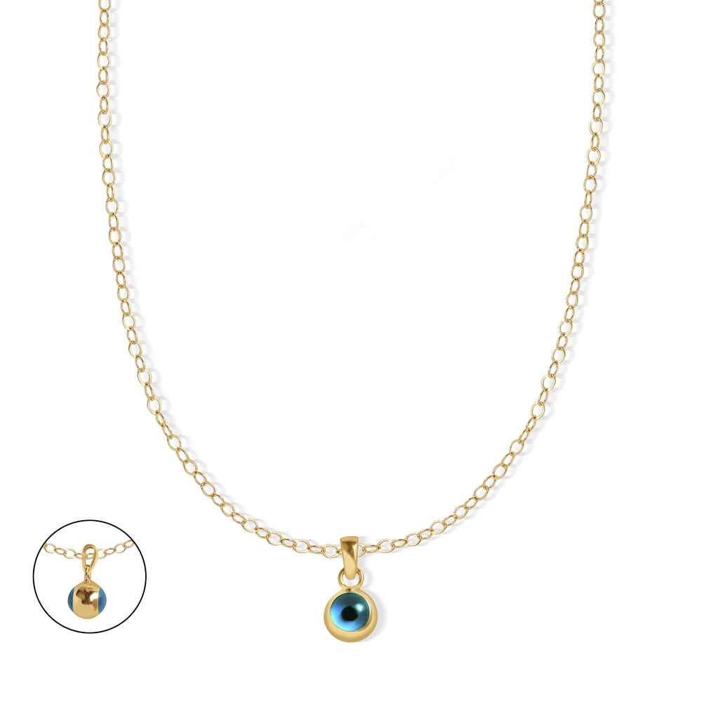 14 Ayar Sarı Altın Nazar Boncuğu Kolye