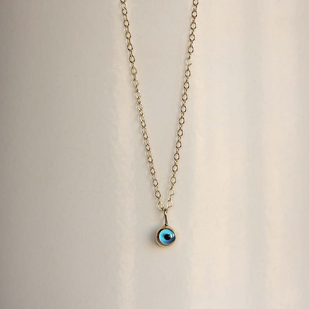 14 Ayar Sarı Altın Göz Figürlü Kolye