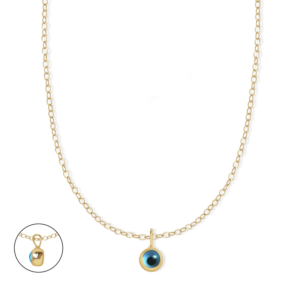 14 Ayar Sarı Altın Göz Figürlü Kolye