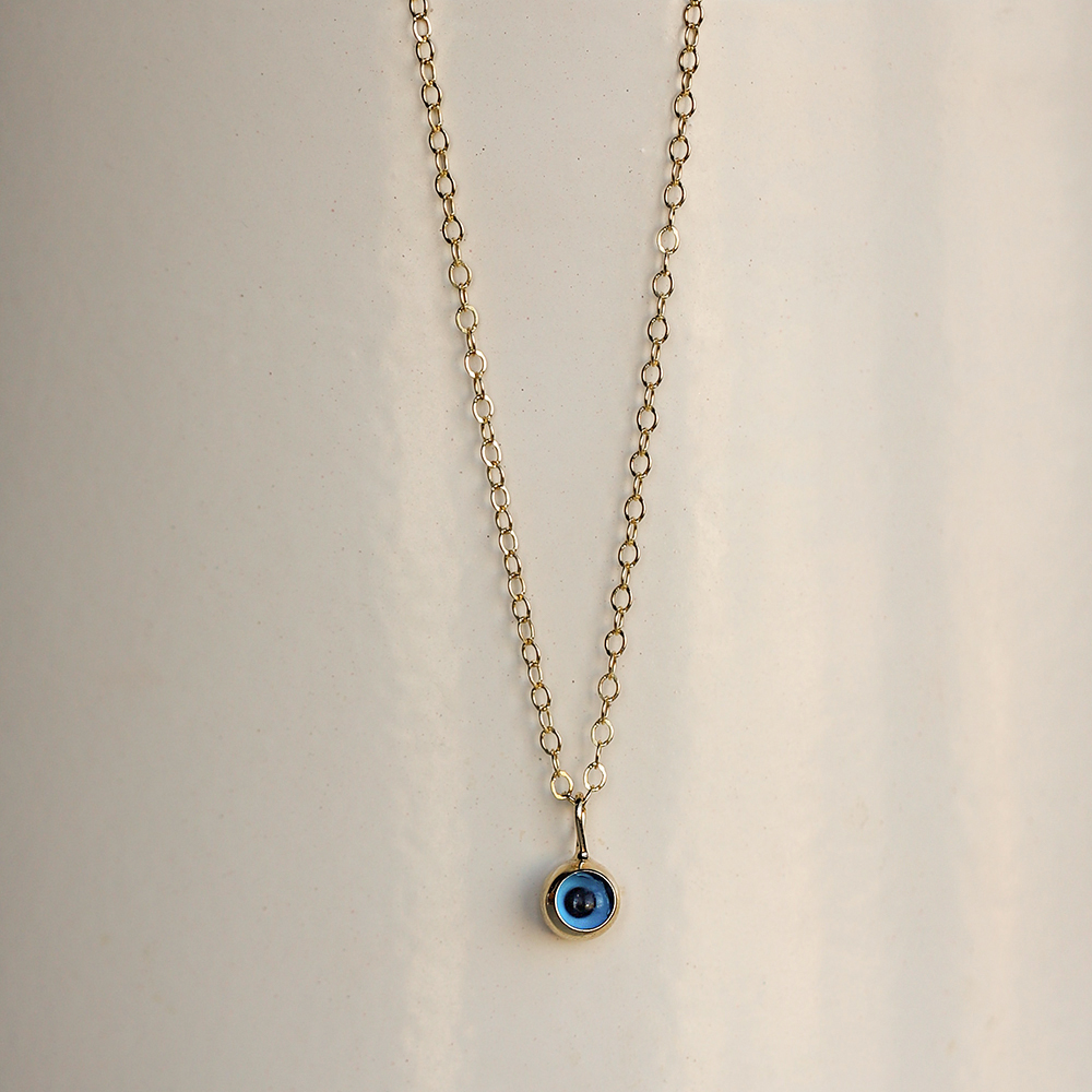 14 Ayar Sarı Altın Göz Figürlü Kolye