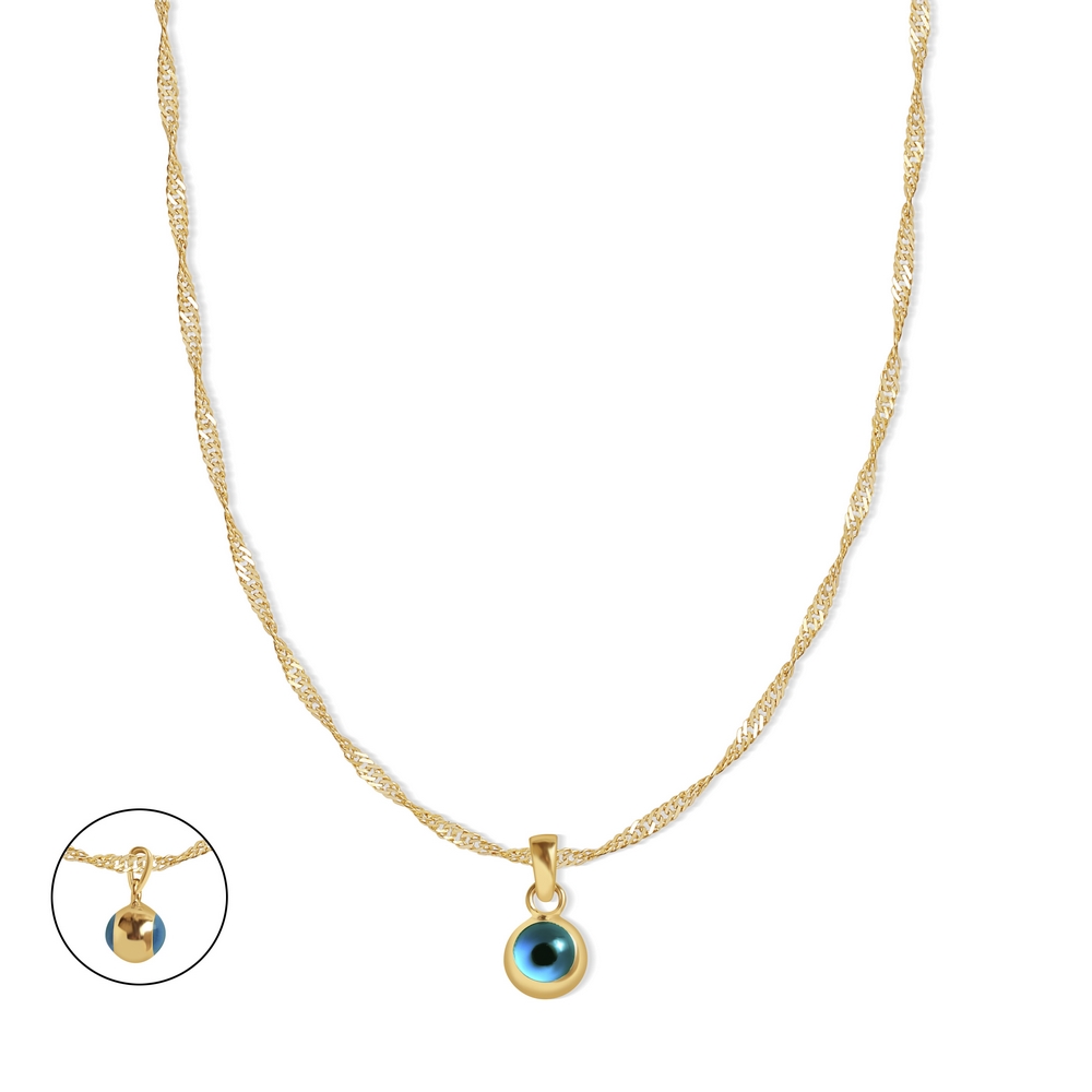 14 Ayar Sarı Altın Nazar Boncuğu Kolye