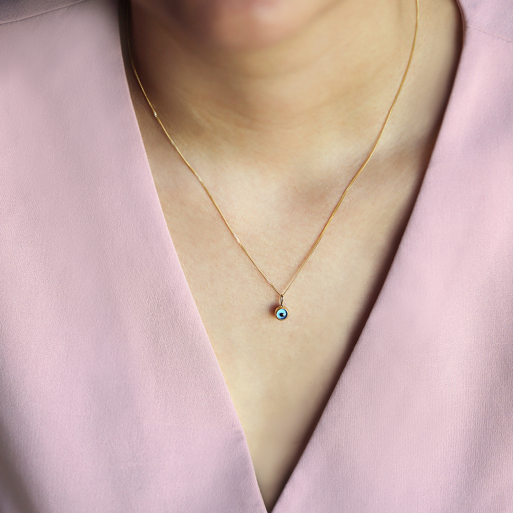 14 Ayar Sarı Altın Göz Figürlü Kolye