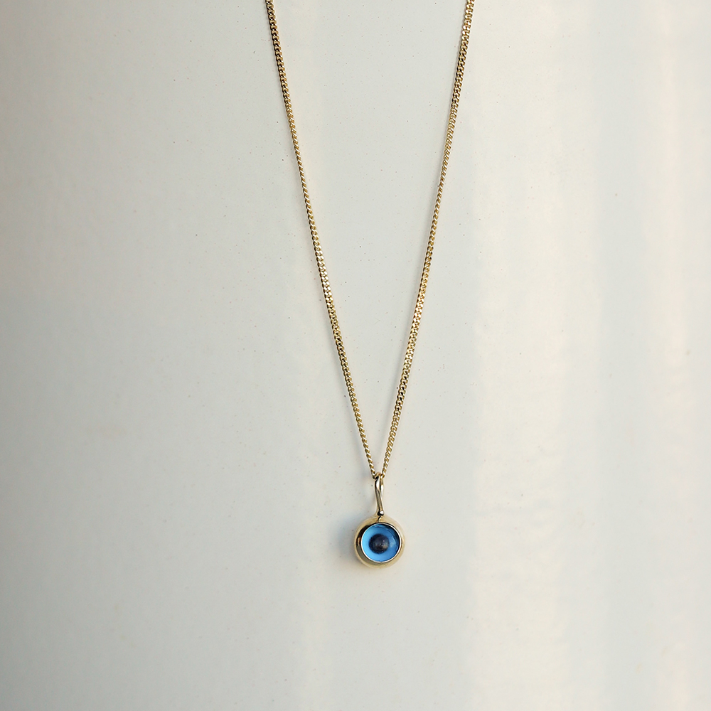 14 Ayar Sarı Altın Göz Figürlü Kolye