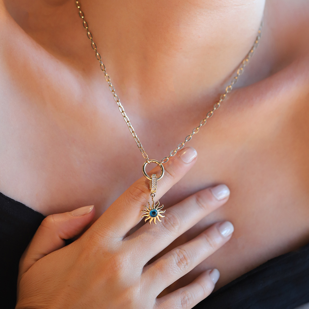 14 Ayar Sarı Altın Nazar Boncuğu Kolye Ucu