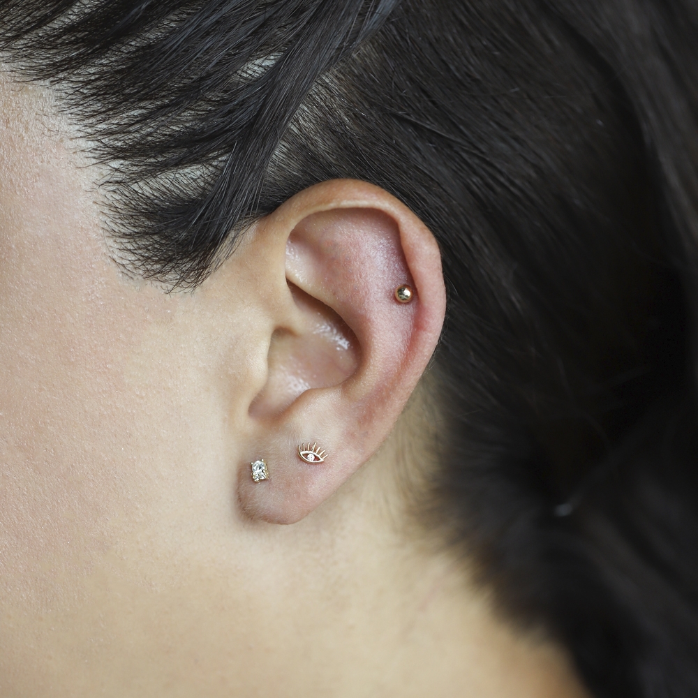 14 Ayar Sarı Altın Göz Tragus Piercing
