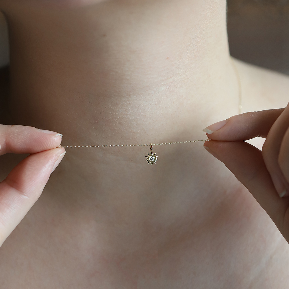 14 Ayar Sarı Altın Minimal Güneş Kolye