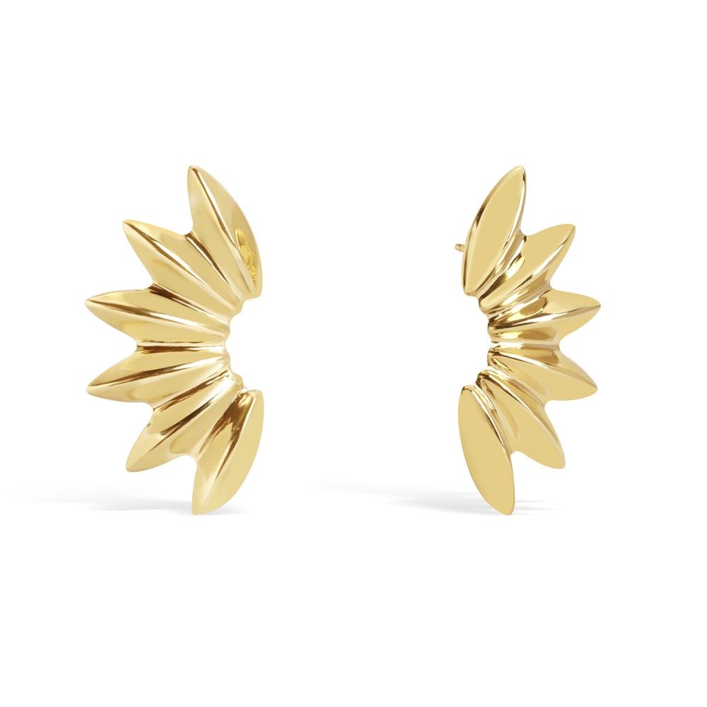 14 Ayar Sarı Altın Güneş Küpe