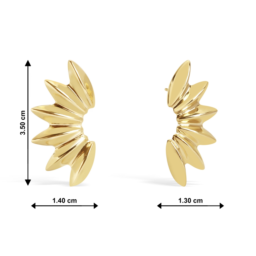 14 Ayar Sarı Altın Güneş Küpe