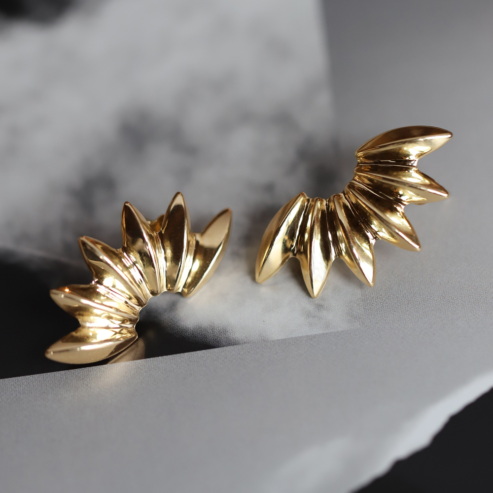 14 Ayar Sarı Altın Güneş Küpe