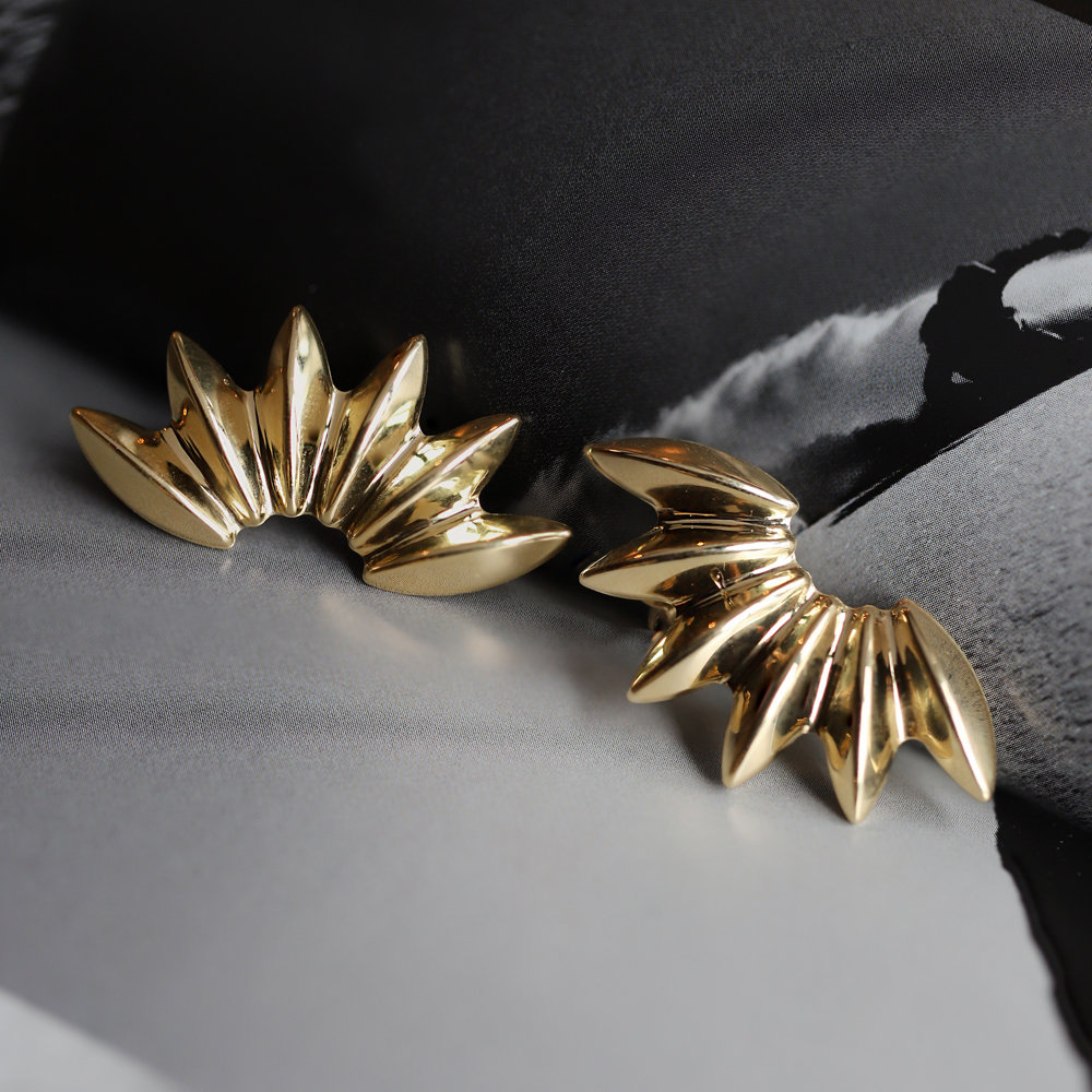 14 Ayar Sarı Altın Güneş Küpe