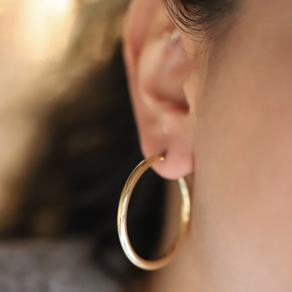 14 Ayar Sarı Altın Halka Küpe