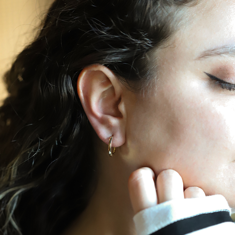 14 Ayar Sarı Altın Halka Küpe