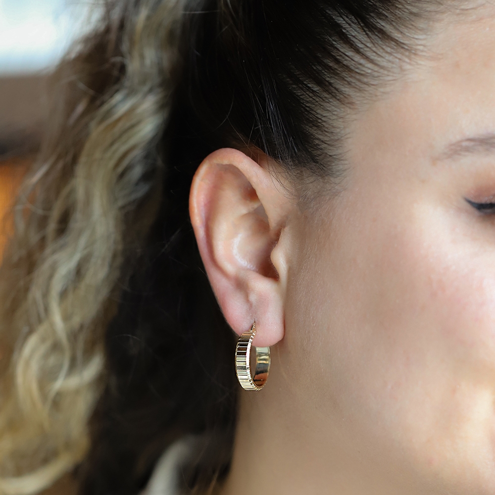 14 Ayar Sarı Altın Halka Küpe