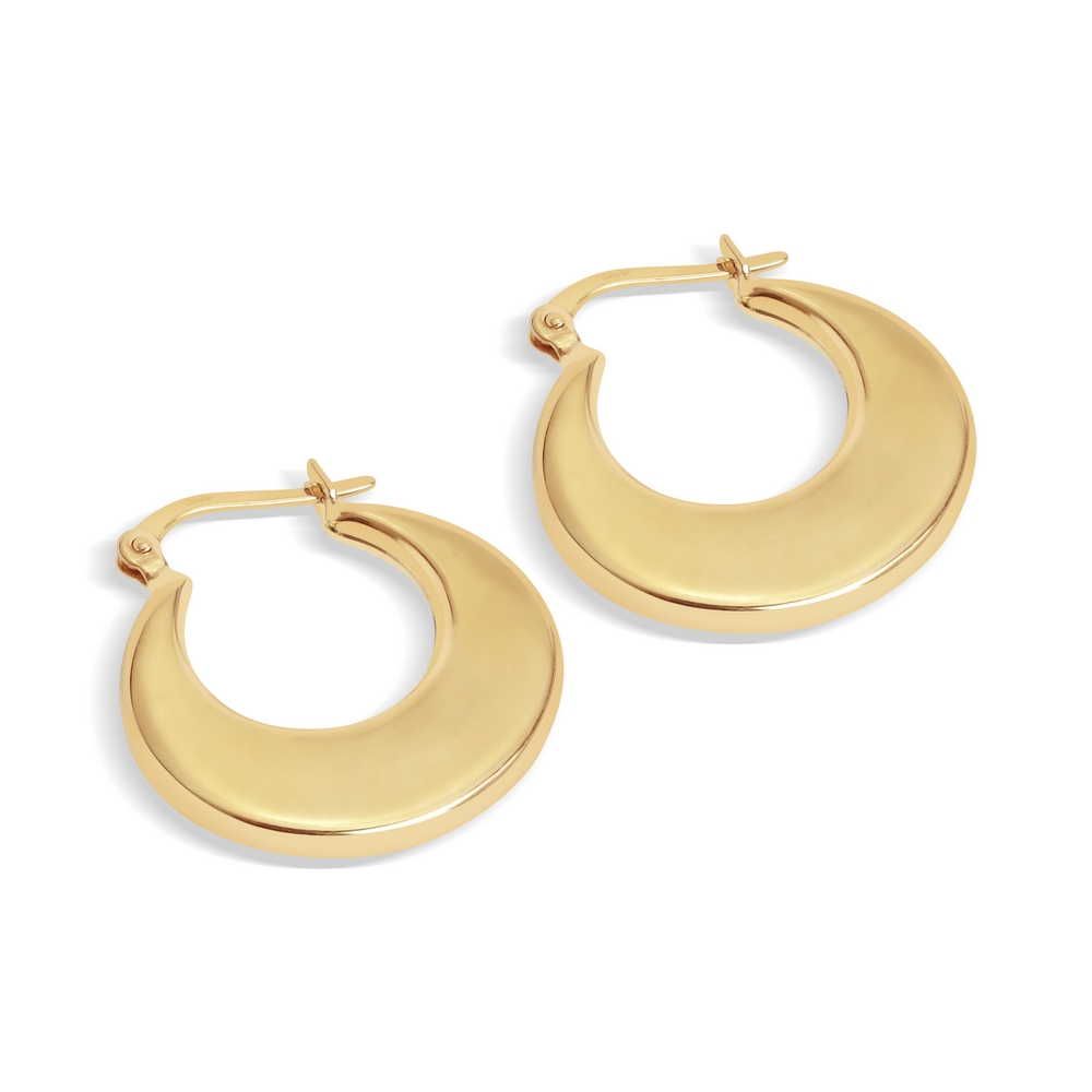 14 Ayar Sarı Altın Oval Halka Küpe