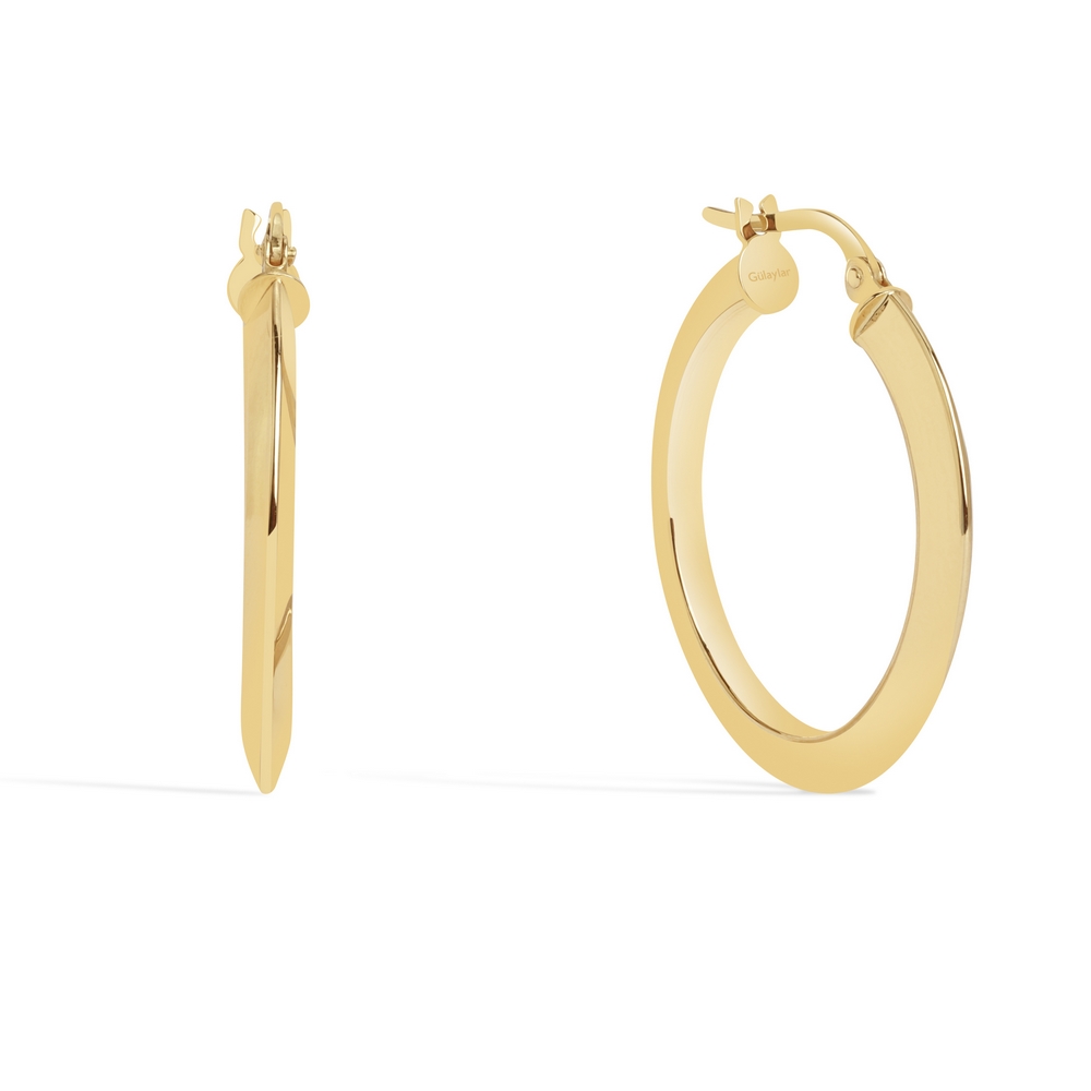 14 Ayar Sarı Altın Halka Küpe