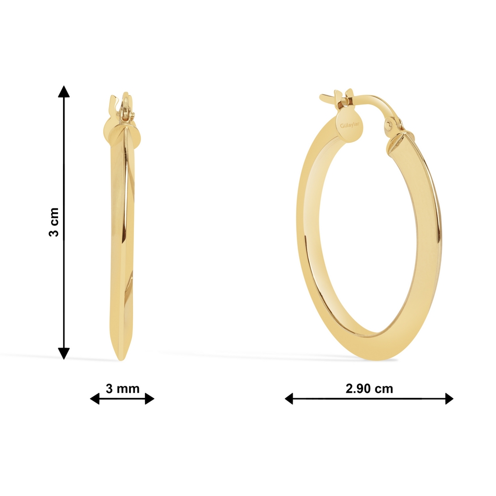 14 Ayar Sarı Altın Halka Küpe