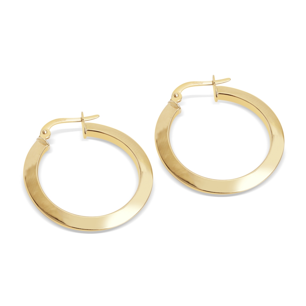 14 Ayar Sarı Altın Halka Küpe