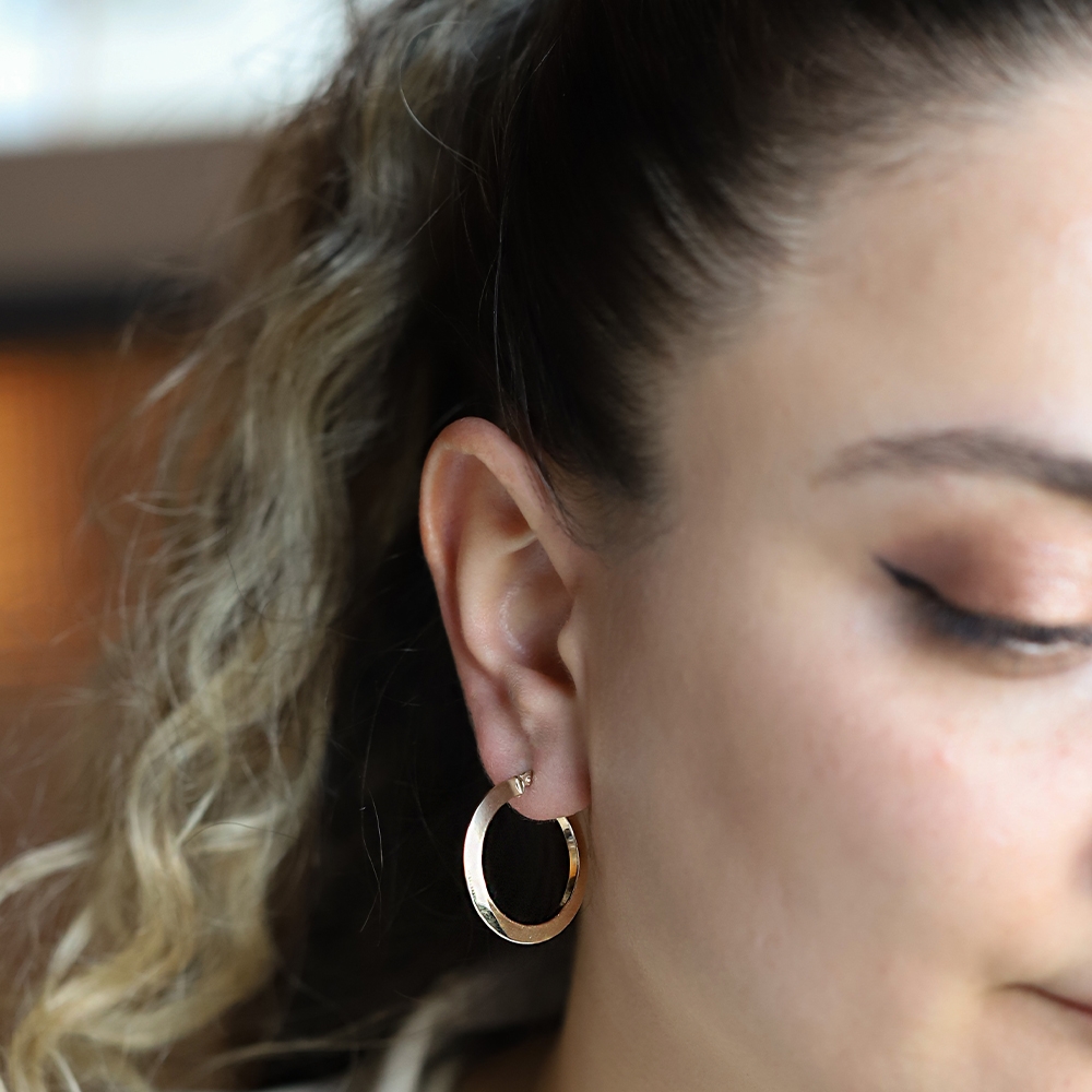 14 Ayar Sarı Altın Halka Küpe