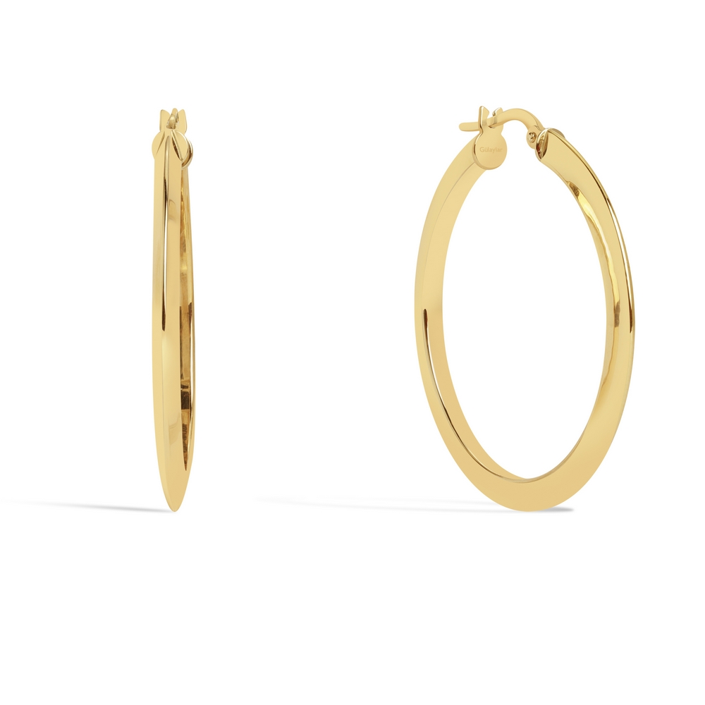 14 Ayar Sarı Altın Halka Küpe