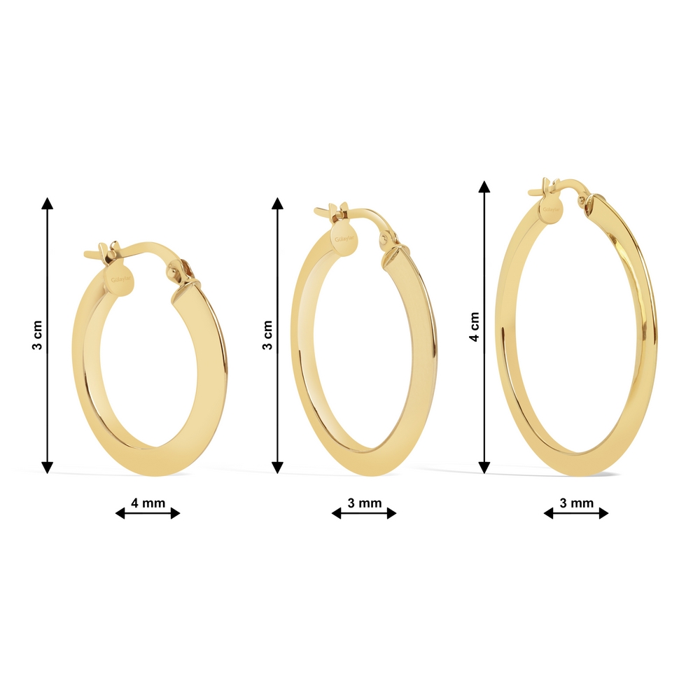 14 Ayar Sarı Altın Halka Küpe