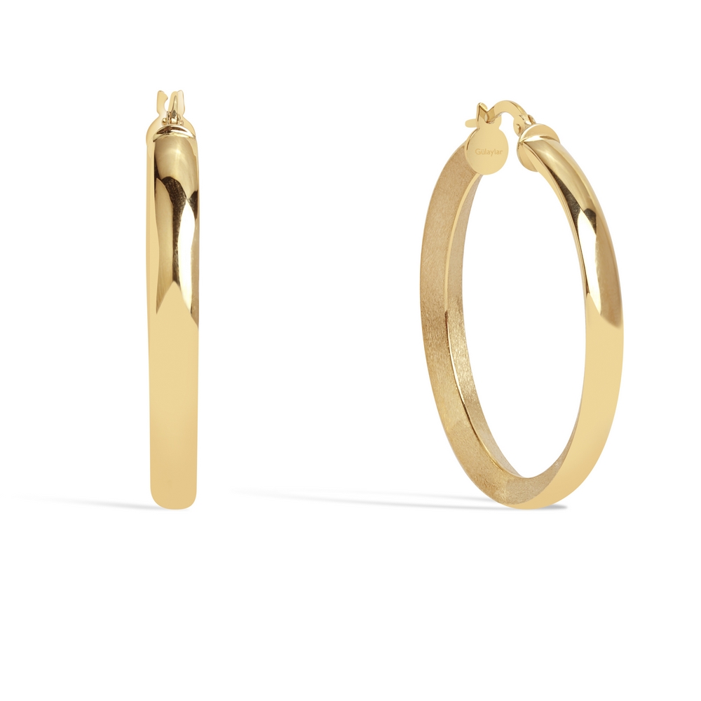 14 Ayar Sarı Altın Halka Küpe