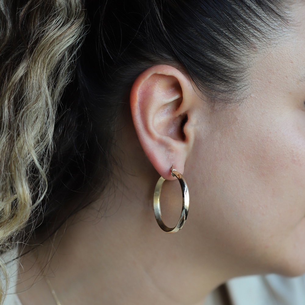 14 Ayar Sarı Altın Halka Küpe