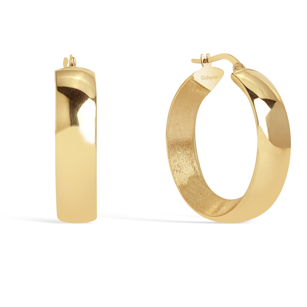 14 Ayar Sarı Altın Halka Küpe